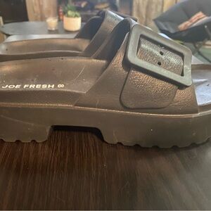 Joe Fresh Charcoal Buckle Slide Sandals